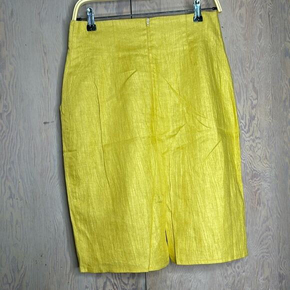 Vintage NWT Umberto Ginocchietti Women's Gold Pencil Skirt - Picture 2 of 6